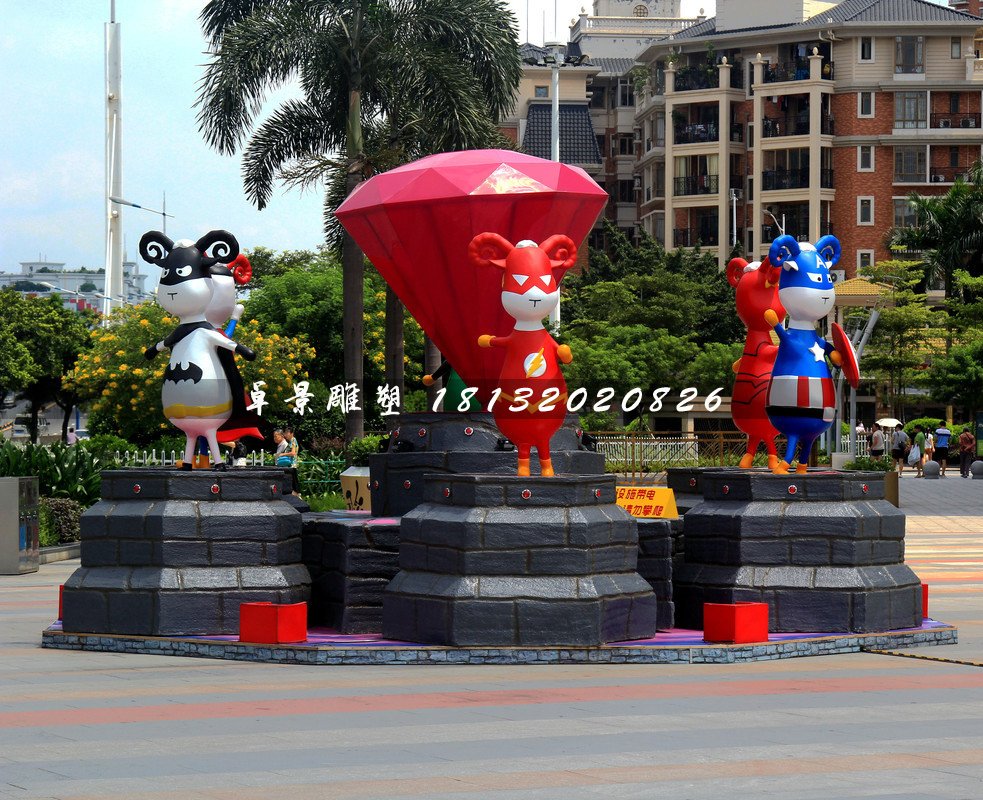 小區(qū)卡通雕塑，小區(qū)玻璃鋼人物雕塑 (1)