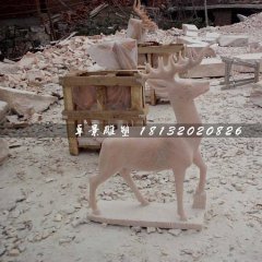 石頭小鹿雕塑，梅花鹿雕塑