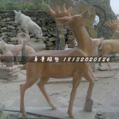 石頭鹿，石雕鹿雕塑，1.2米高石雕鹿