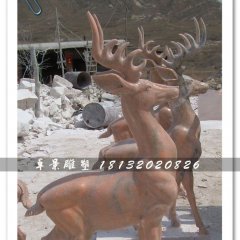 石頭小鹿雕塑，小鹿石雕