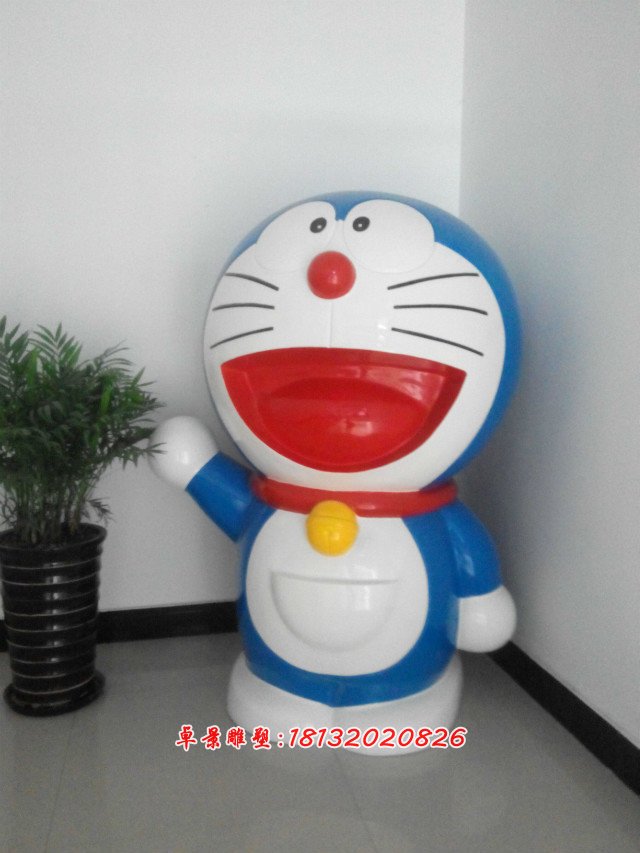 機器貓彩繪雕塑，玻璃鋼卡通機器貓現貨雕塑