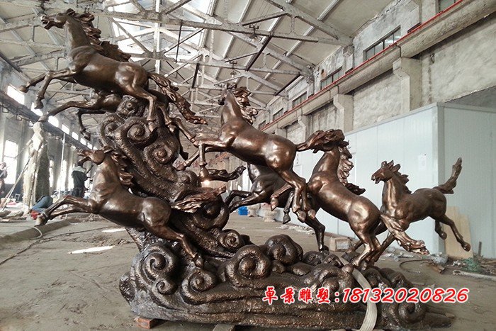 八馬銅雕，八馬奔跑銅雕 (2)