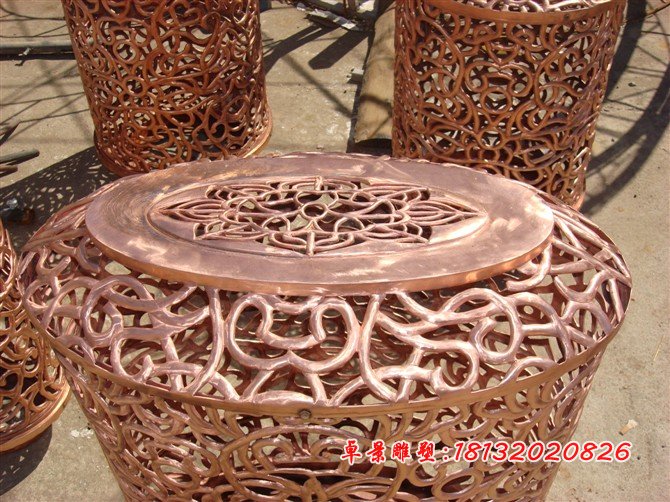 鍛銅燈罩，看、鏤空銅雕燈罩 (4)
