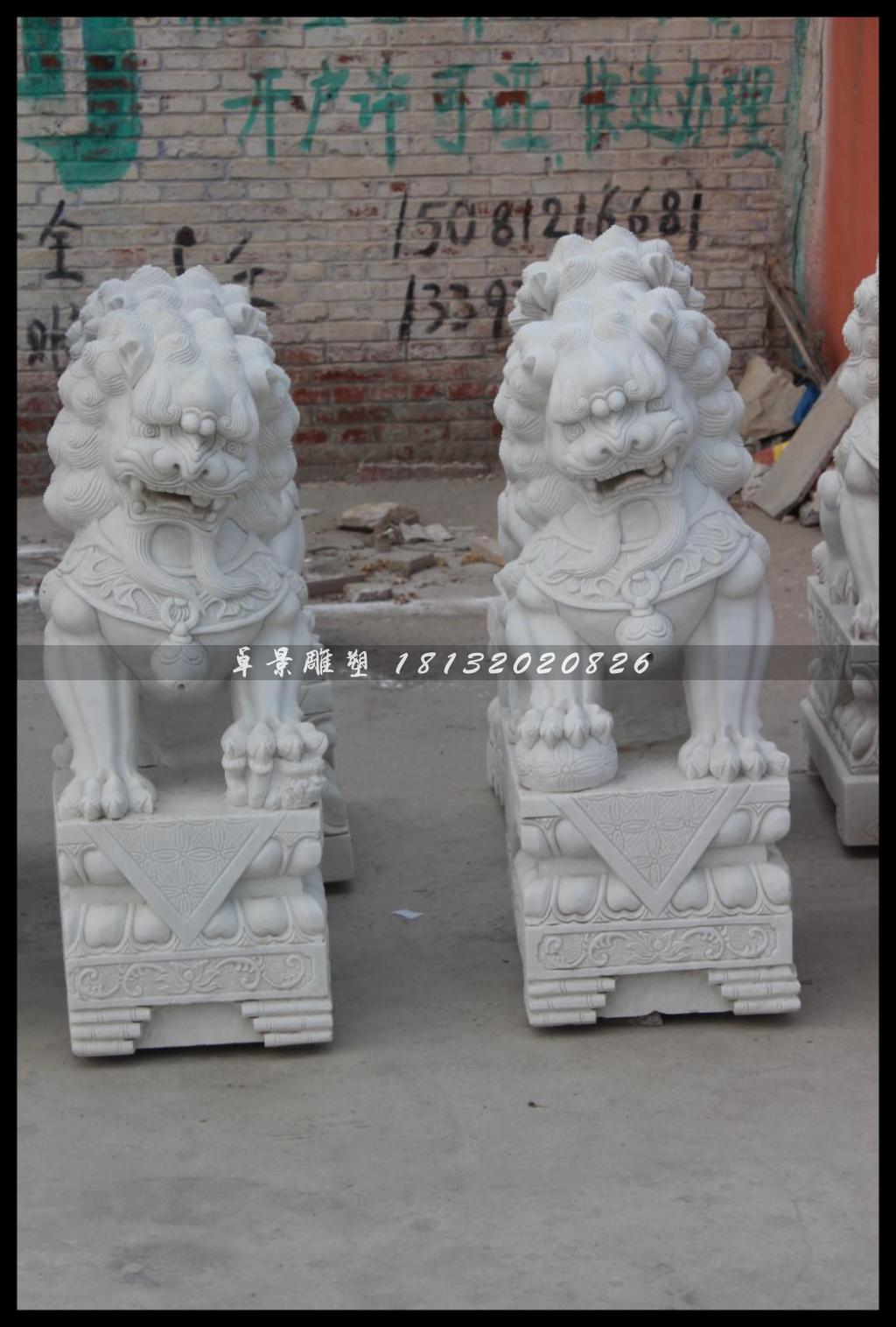 獅子石雕，漢白玉獅子雕塑 (1)