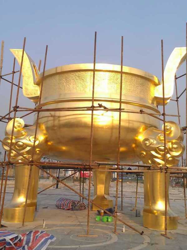 銅圓鼎，三足圓鼎，貼金圓鼎