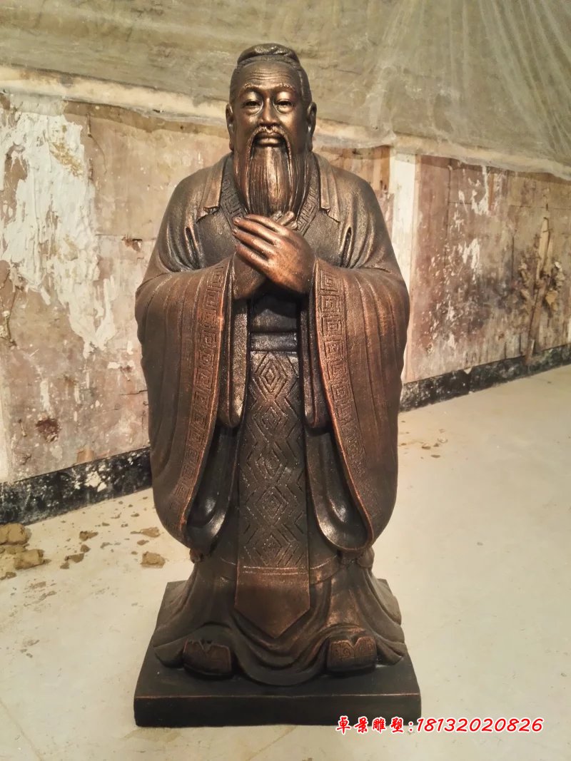 孔子銅雕，鑄銅孔子雕塑，校園名人銅雕 (1)
