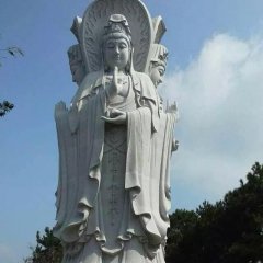 觀音菩薩石雕，三面觀音菩薩石雕