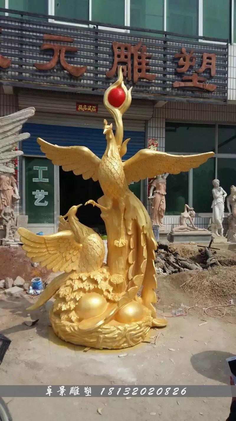 玻璃鋼鳳凰雕塑，玻璃鋼動物雕塑