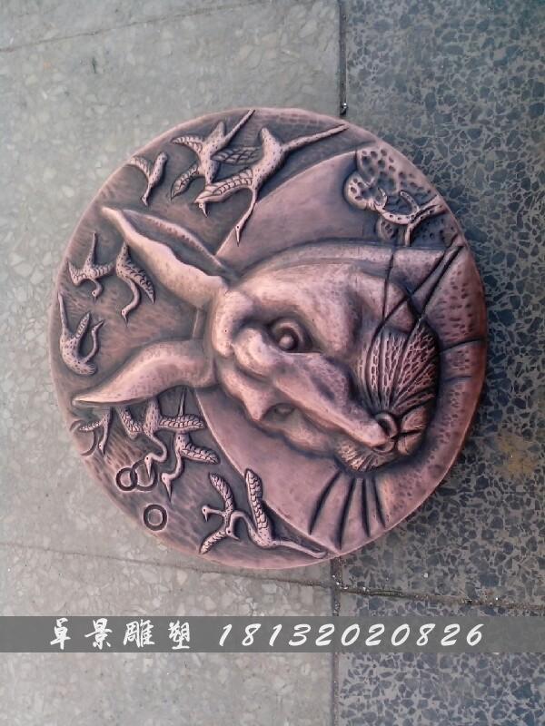 十二生肖銅浮雕，鑄銅十二生肖浮雕 (4)