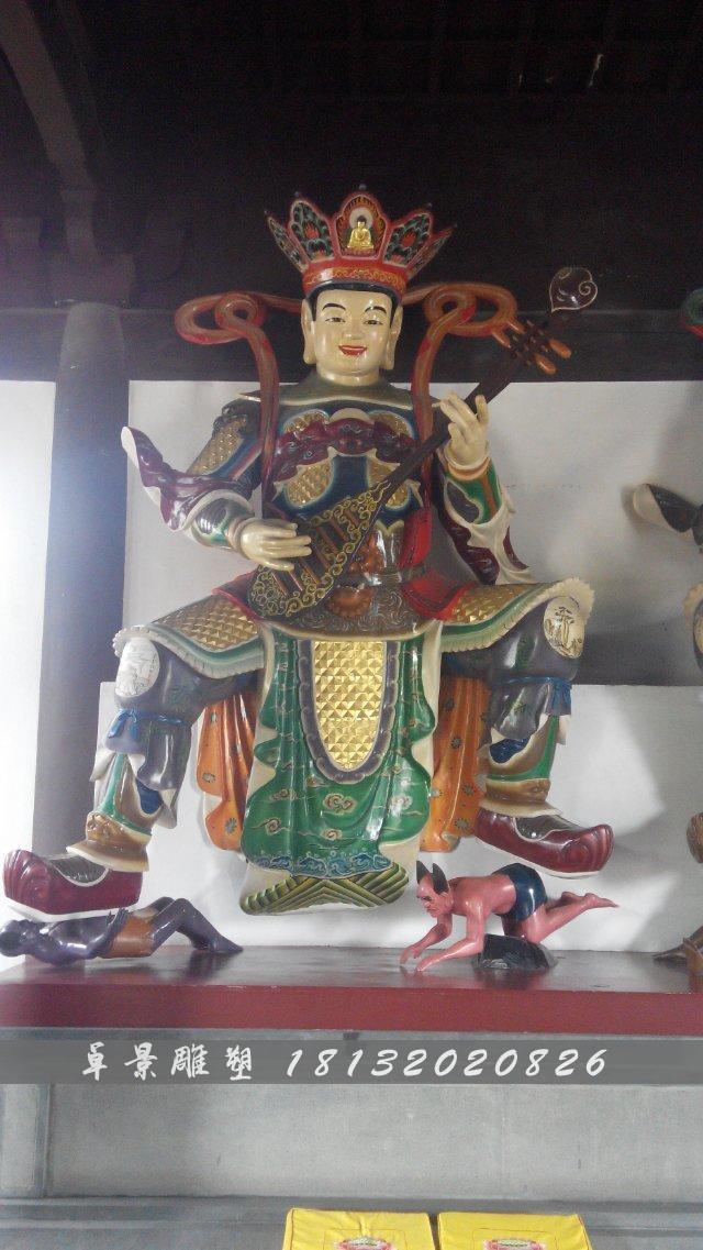 玻璃鋼四大天王雕塑，彩繪四大天王玻璃鋼雕塑 (1)