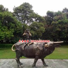 牧童騎牛銅雕，公園小品銅雕