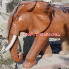 石雕大象，晚霞紅大象石雕