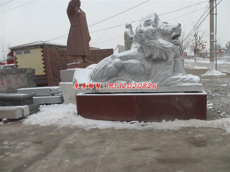 石雕獅子，大理石西洋獅雕塑 (1)