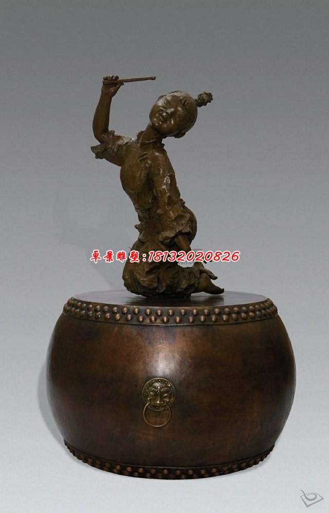 小女孩擊鼓銅雕，廣場景觀銅雕