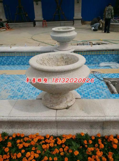 花盆石雕，廣場砂巖花盆雕塑 (1)