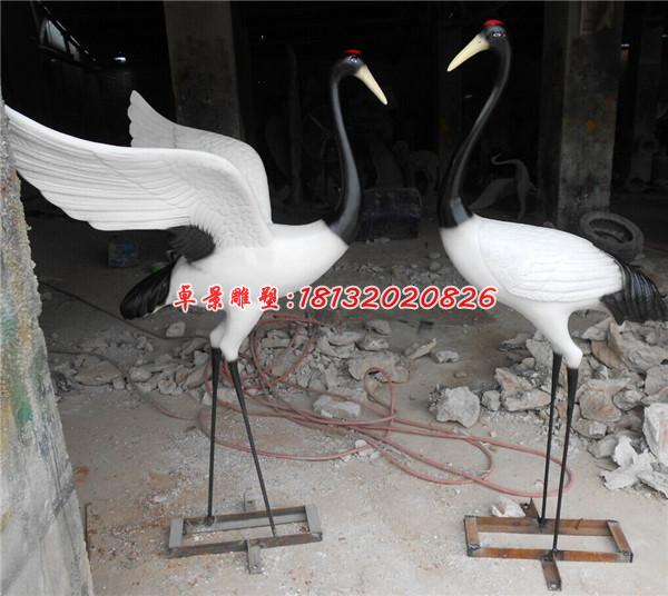 丹頂鶴玻璃鋼雕塑，仿真仙鶴雕塑 (2)