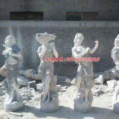 吹拉彈唱石雕，漢白玉西方人物石雕