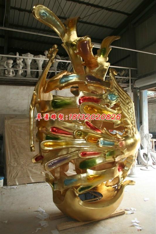 玻璃鋼鳳凰雕塑，玻璃鋼動(dòng)物雕塑