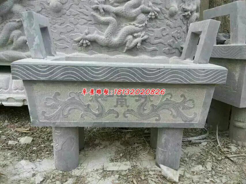 石雕鼎，四腳鼎，香爐石雕