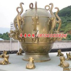 地動(dòng)儀銅雕，寺廟景觀銅雕