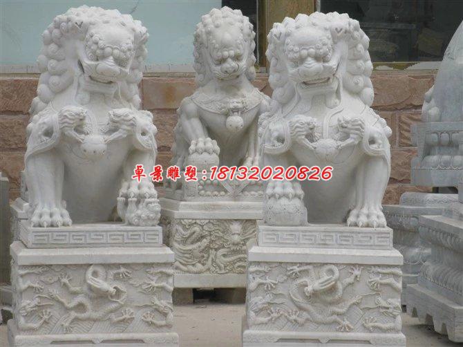 漢白玉石獅子雕塑，石雕看門獅 (2)