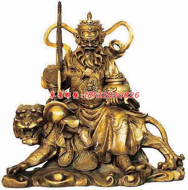 騎虎財神銅雕，武財神雕塑