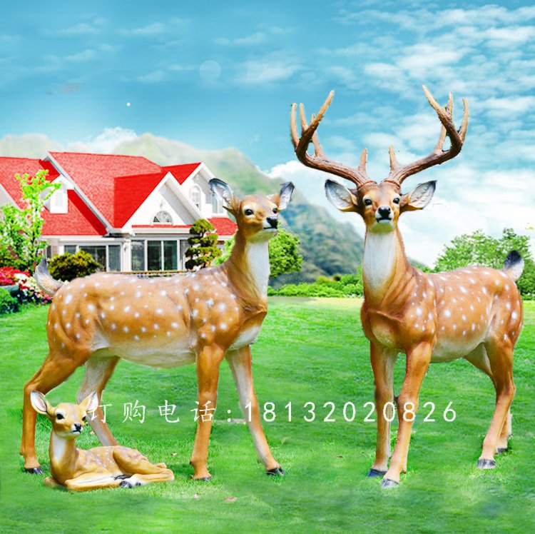 玻璃鋼梅花鹿，玻璃鋼仿真動物雕塑 (1)