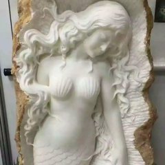 美人魚石雕，漢白玉人物石雕