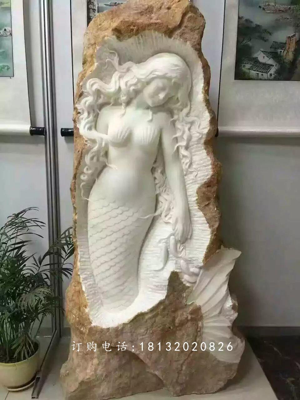 美人魚石雕，人物石雕 (2)