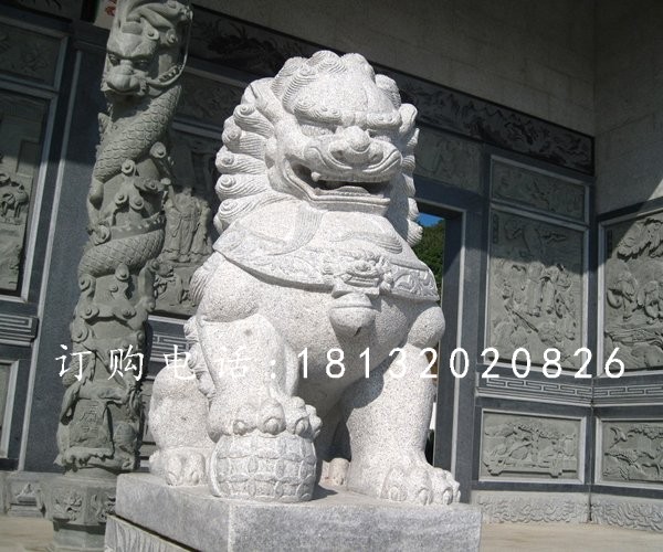 漢白玉石獅子雕塑，石獅子雕塑