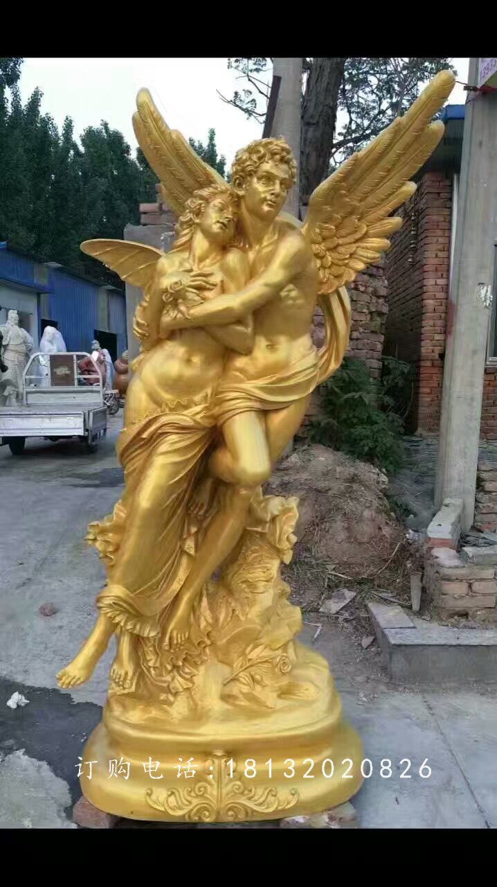 玻璃鋼愛神雕塑，西方情侶雕塑 (3)