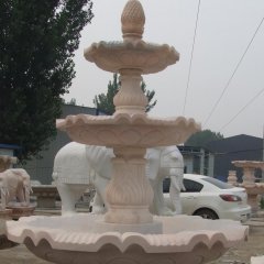 跌水盆石雕，晚霞紅噴泉雕塑