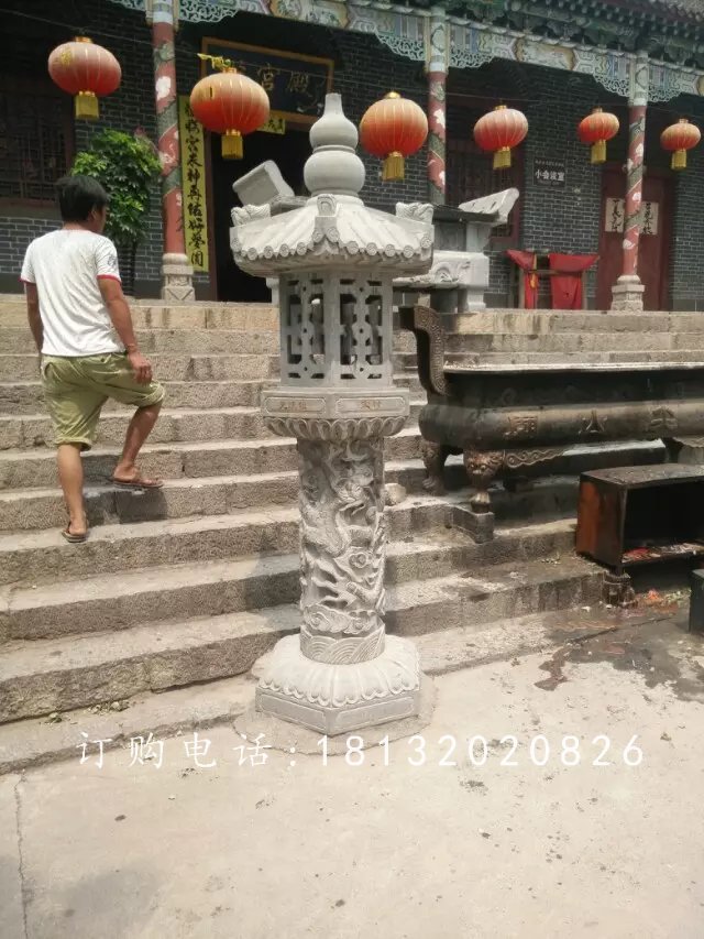 石雕燈，青石宮燈雕塑