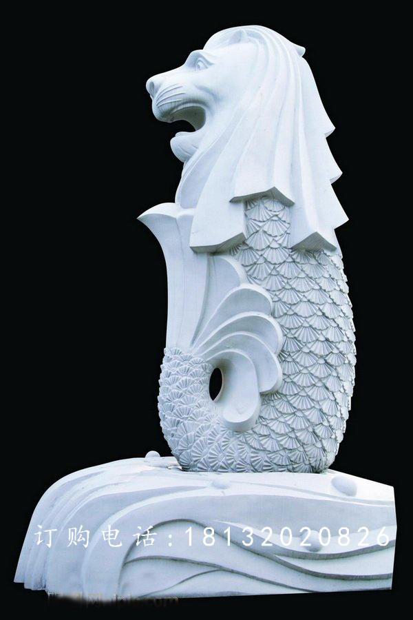 魚尾獅石雕，公園景觀石雕