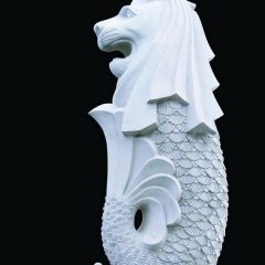 魚(yú)尾獅石雕，公園景觀石雕