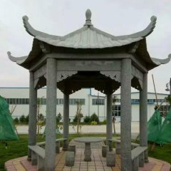 青石涼亭，公園涼亭石雕