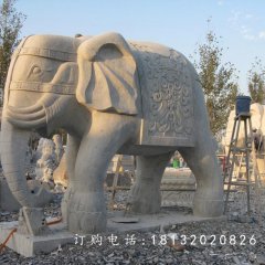 石雕大象，大理石動(dòng)物雕塑