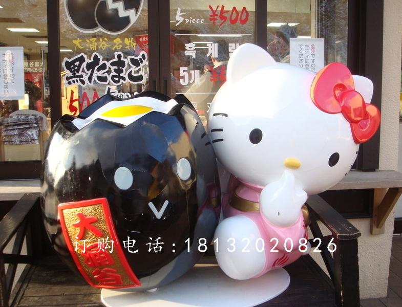 玻璃鋼kitty貓雕塑，卡通玻璃鋼雕塑
