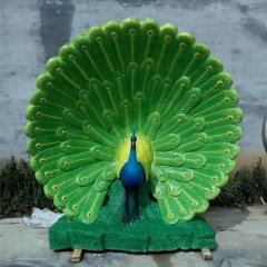 玻璃鋼孔雀開屏雕塑，玻璃鋼動物雕塑