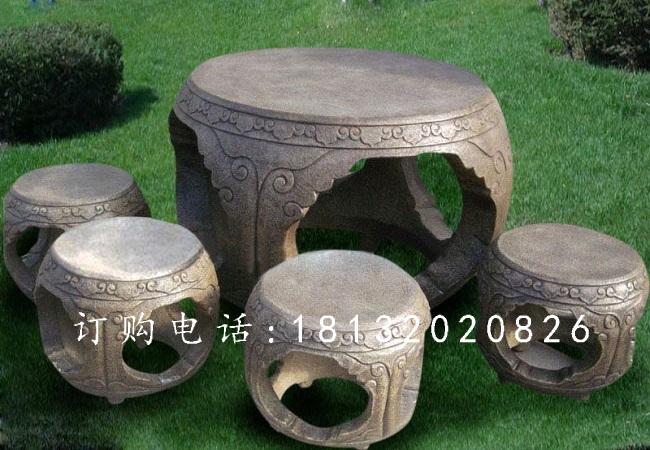 仿古石雕桌凳，庭院桌椅石雕
