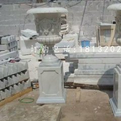 小區石花缽雕塑，歐式花盆石雕