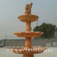 晚霞紅石雕跌水盆，石噴泉雕塑