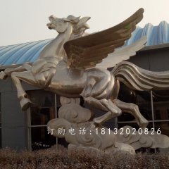 不銹鋼飛馬雕塑，馬踏祥云雕塑