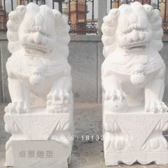 漢白玉獅子石雕，門(mén)口獅子石雕