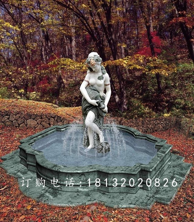 西方人物噴泉石雕，公園石噴泉