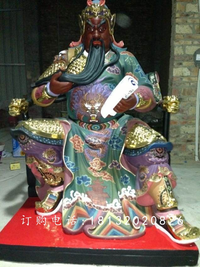 玻璃鋼關公春秋雕塑，彩繪玻璃鋼雕塑 (1)