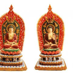 三寶佛雕塑，玻璃鋼坐式佛像