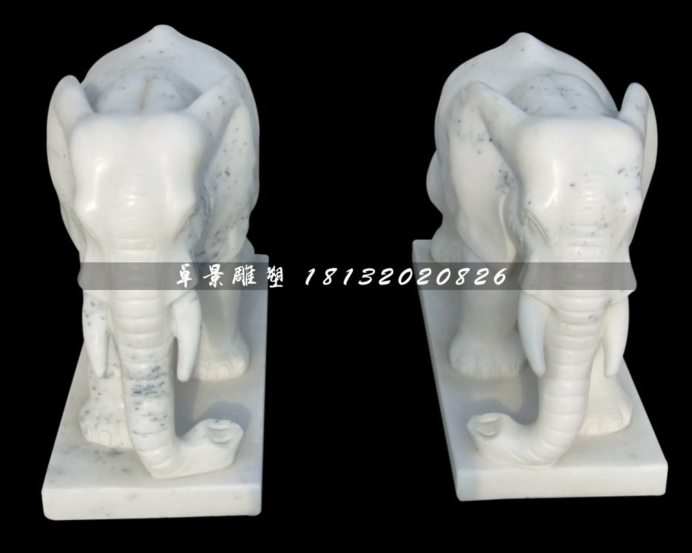 小象石雕，大理石小象雕塑