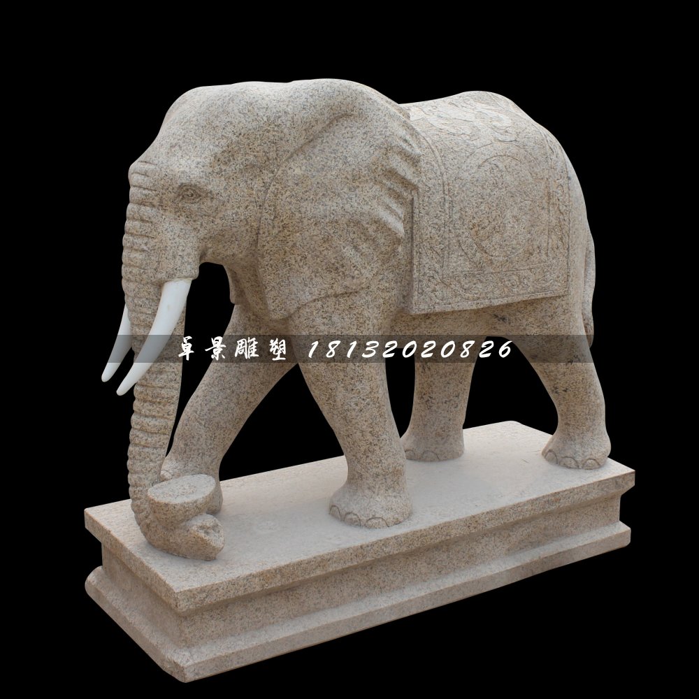 大象石雕，大理石大象雕塑，動物石雕 (2)