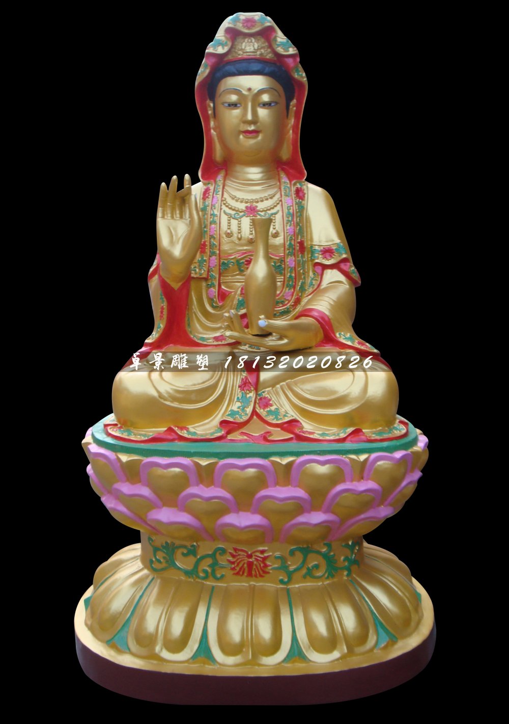 觀音菩薩銅雕，彩繪銅觀音菩薩雕塑